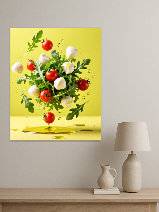 Постер на холсте &amp;quot;Салат капрезе в каплях масла&amp;quot;