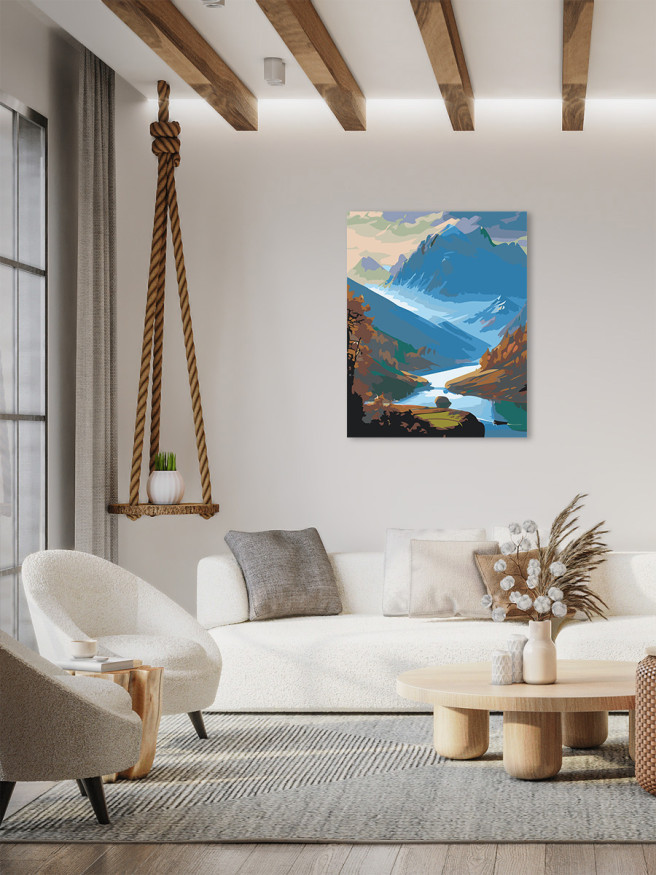 Raqamlar bo&amp;#039;yicha rasm &amp;quot;Tog&amp;#039;lar va daryoning go&amp;#039;zal manzarasi&amp;quot;