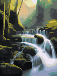 Raqamlar bo'yicha rasm "O'rmondagi sharshara"