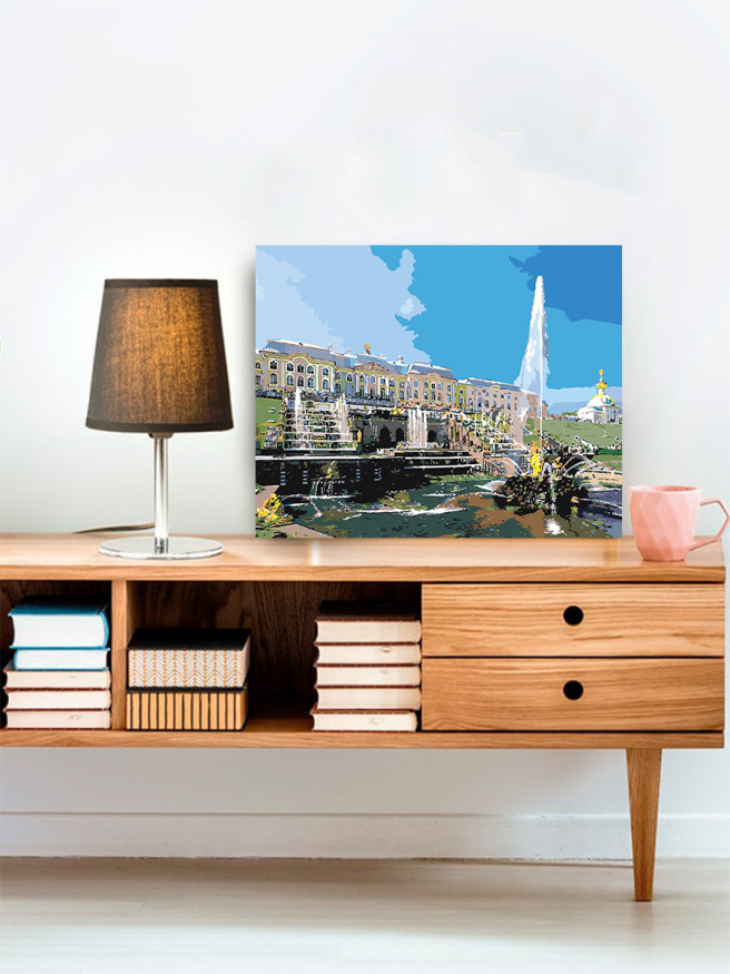 Raqamlar bo&amp;#039;yicha rasm &amp;quot;Bino yaqinidagi favvoralar&amp;quot;