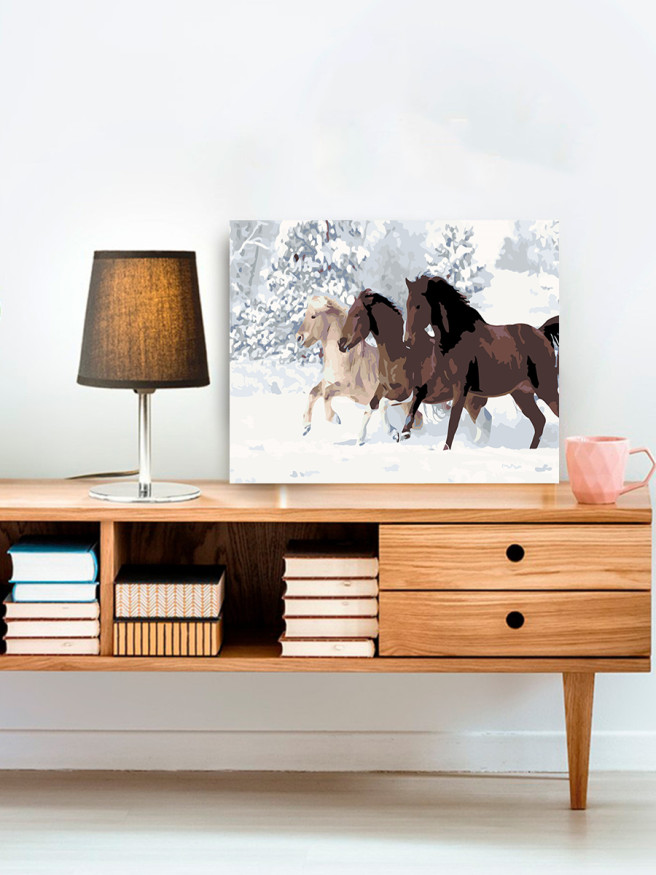 Raqamlar bo&amp;#039;yicha rasm &amp;quot;Qorda uchta ot&amp;quot;