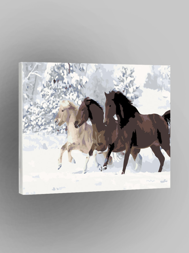 Raqamlar bo&amp;#039;yicha rasm &amp;quot;Qorda uchta ot&amp;quot;