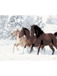 Raqamlar bo&#039;yicha rasm &quot;Qorda uchta ot&quot;