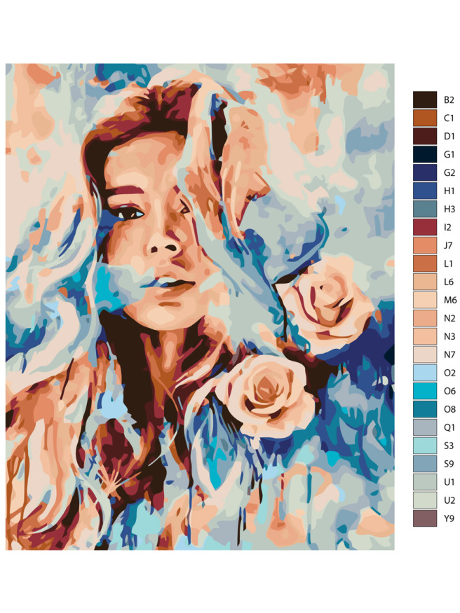 Картина по номерам &amp;quot;Девушка в розах&amp;quot;