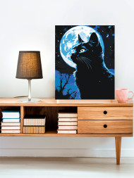 Raqamlar bo'yicha rasm "Qora mushuk va oy"