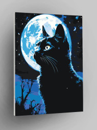 Raqamlar bo'yicha rasm "Qora mushuk va oy"