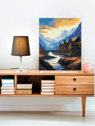 Raqamlar bo&#039;yicha rasm &quot;Tog&#039;lar bo&#039;yidagi uy&quot;