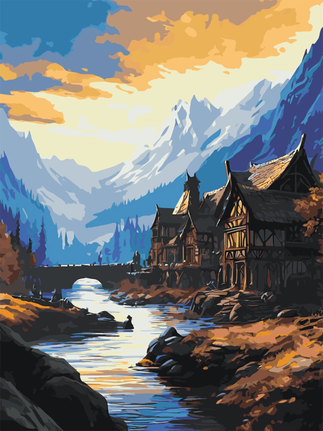 Raqamlar bo&amp;#039;yicha rasm &amp;quot;Tog&amp;#039;lar bo&amp;#039;yidagi uy&amp;quot;