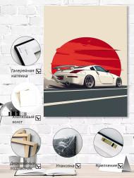 Постер на холсте &amp;quot;Спорткар на фоне заката&amp;quot;