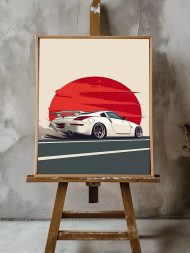 Постер на холсте &amp;quot;Спорткар на фоне заката&amp;quot;