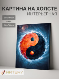 Holstga bosilgan poster "Olov va suvning Yin va Yangi"