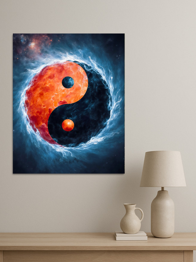 Holstga bosilgan poster &amp;quot;Olov va suvning Yin va Yangi&amp;quot;