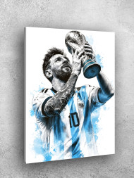 Holstga bosilgan poster "Messi Jahon kubogi bilan"