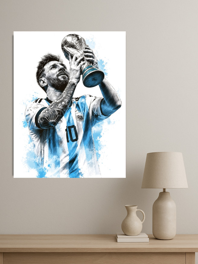 Holstga bosilgan poster &amp;quot;Messi Jahon kubogi bilan&amp;quot;