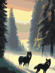 Картина по номерам &amp;quot;Пара волков в лесу&amp;quot;