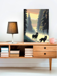 Картина по номерам &amp;quot;Пара волков в лесу&amp;quot;