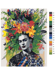 Raqamlar bo'yicha rasm "Gullar bilan go'zal qiz"