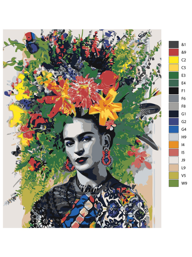 Raqamlar bo&amp;#039;yicha rasm &amp;quot;Gullar bilan go&amp;#039;zal qiz&amp;quot;