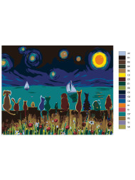 Картина по номерам &amp;quot;Котики на заборе&amp;quot;