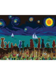 Картина по номерам &amp;quot;Котики на заборе&amp;quot;