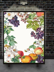 Holstga bosilgan poster &quot;Meva va gullardan iborat yorqin girih&quot;