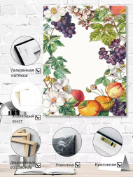 Holstga bosilgan poster &quot;Meva va gullardan iborat yorqin girih&quot;