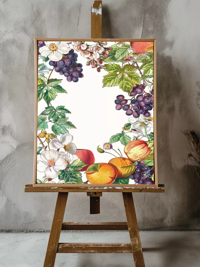 Постер на холсте &amp;quot;Яркий венок из фруктов и цветов&amp;quot;