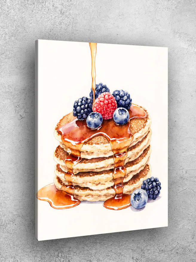 Постер на холсте &amp;quot;Панкейки с ягодами и сиропом&amp;quot;