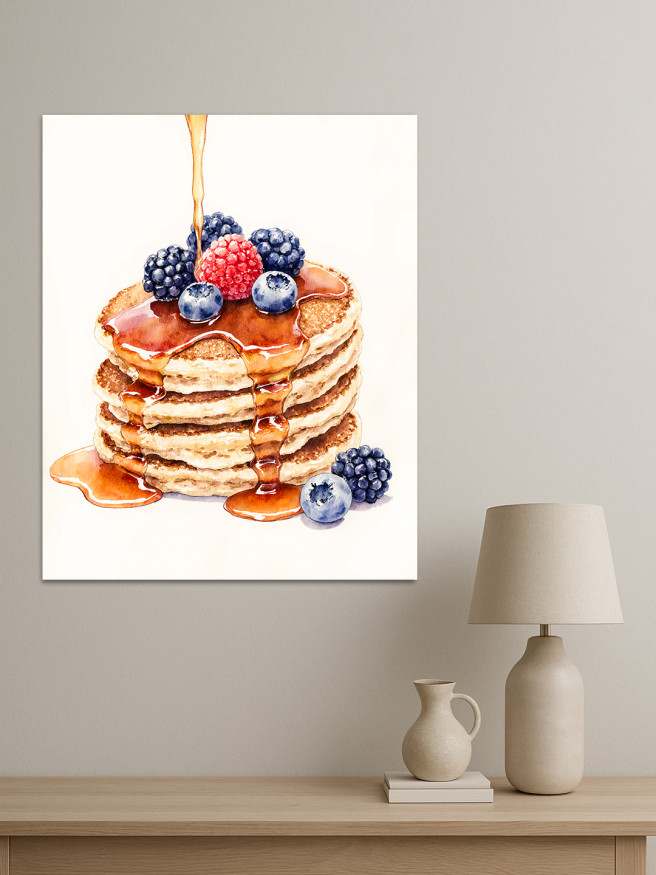 Постер на холсте &amp;quot;Панкейки с ягодами и сиропом&amp;quot;