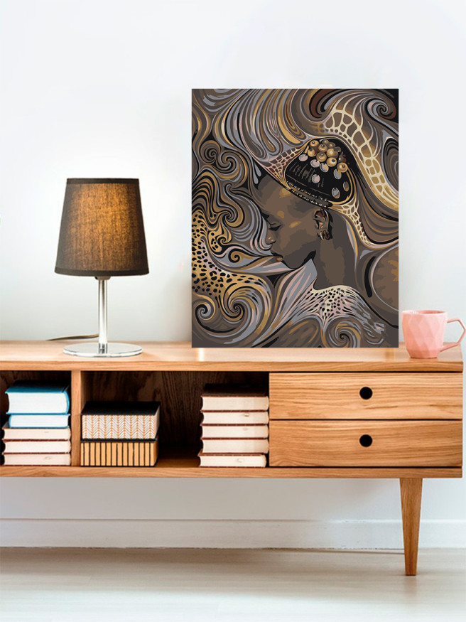 Картина по номерам &amp;quot;Девушка в красивой шапке&amp;quot;