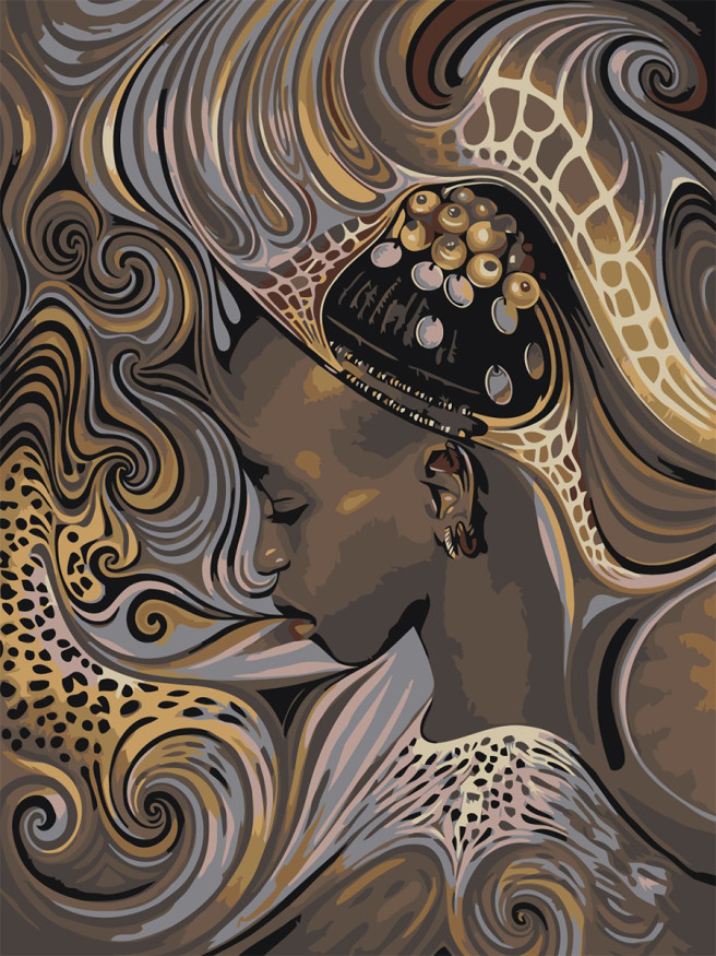 Картина по номерам &amp;quot;Девушка в красивой шапке&amp;quot;