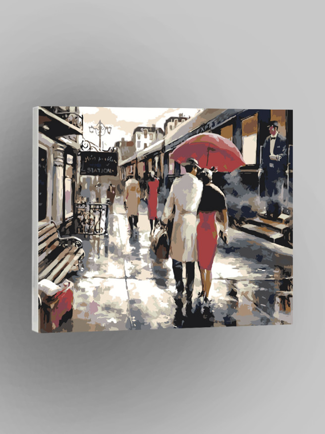 Картина по номерам &amp;quot;Влюблённая пара у поезда&amp;quot;