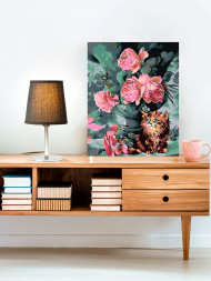 Картина по номерам &amp;quot;Розы и кошка&amp;quot;