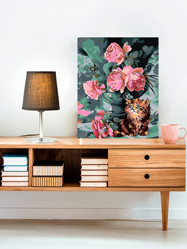 Raqamlar bo&amp;#039;yicha rasm &amp;quot;Atirgullar va mushuk&amp;quot;