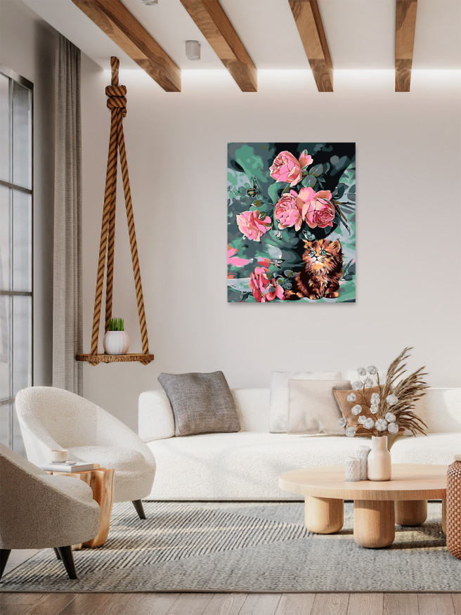 Raqamlar bo&amp;#039;yicha rasm &amp;quot;Atirgullar va mushuk&amp;quot;