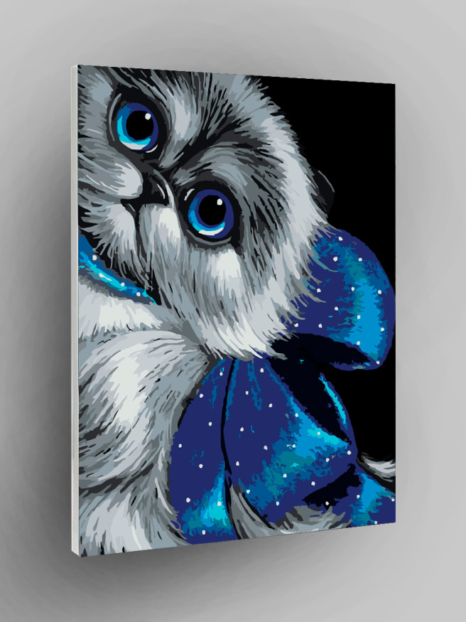 Картина по номерам &amp;quot;Котик с синим бантом&amp;quot;