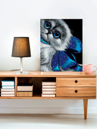 Картина по номерам &amp;quot;Котик с синим бантом&amp;quot;