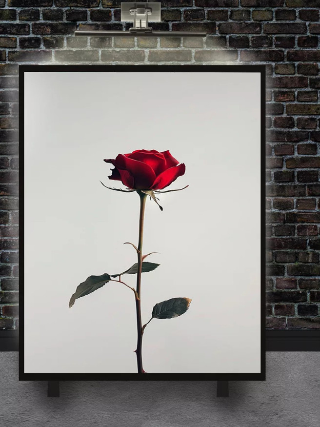 Постер на холсте &amp;quot;Красная роза на белом фоне&amp;quot;