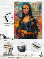 Holstga bosilgan poster &quot;Pop-art uslubidagi Mona Liza&quot;