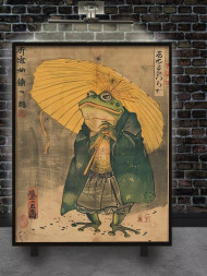 Holstga bosilgan poster &quot;Yapon soyaboni bilan qurbaqa&quot;