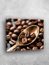 Постер на холсте &amp;quot;Кофейные зёрна в ложке&amp;quot;