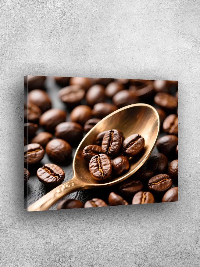 Постер на холсте &amp;quot;Кофейные зёрна в ложке&amp;quot;