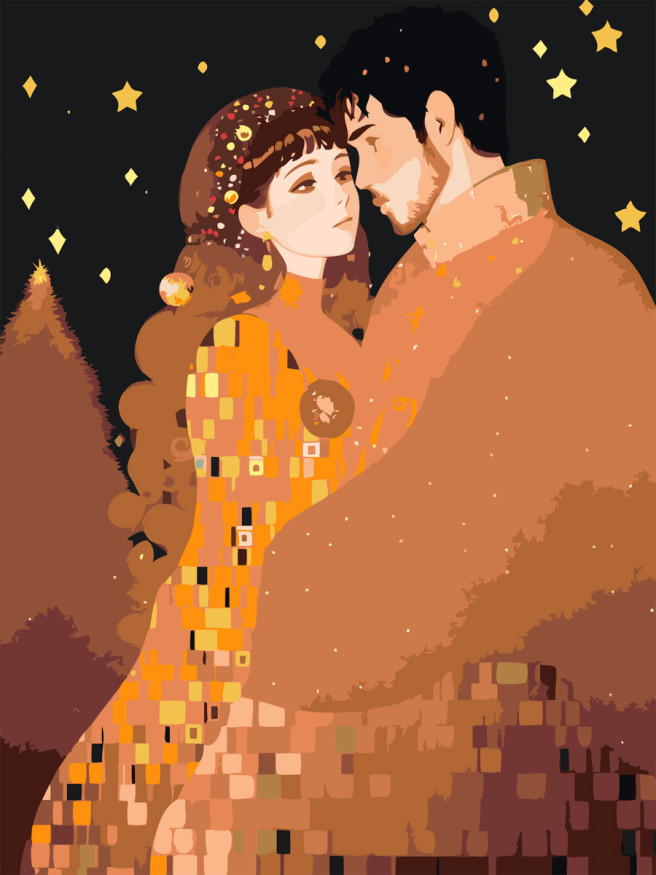 Raqamlar bo&amp;#039;yicha rasm &amp;quot;Klimt uslubidagi juftlik&amp;quot;