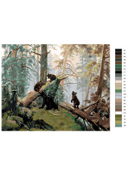 Raqamlar bo'yicha rasm "Ivan Shishkin - Qarag'ay o'rmonida tong"