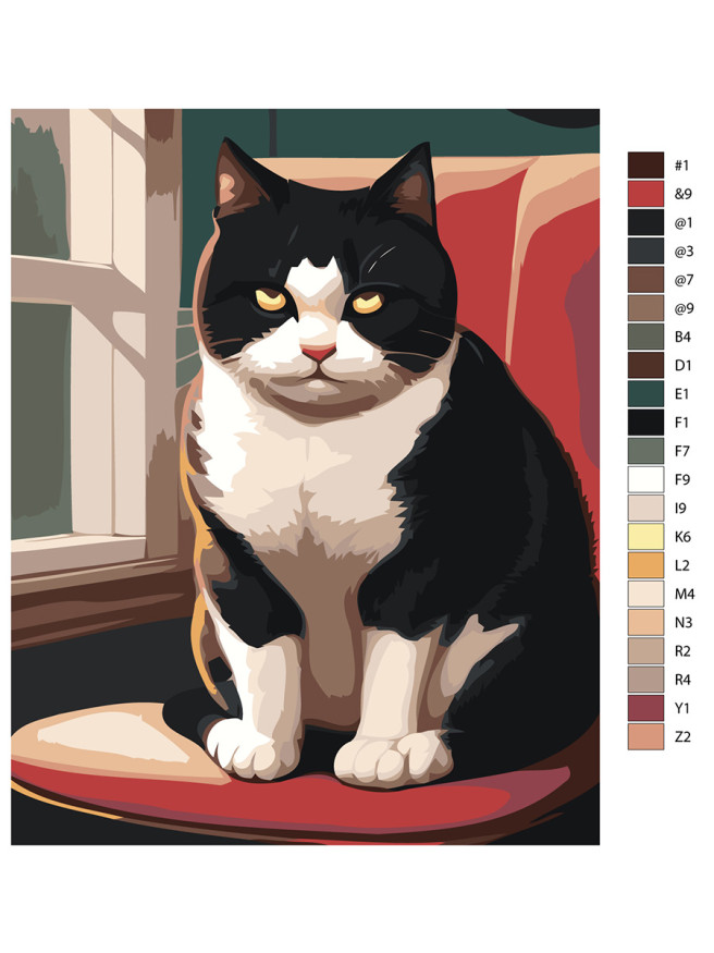 Картина по номерам &amp;quot;Кот на стуле&amp;quot;