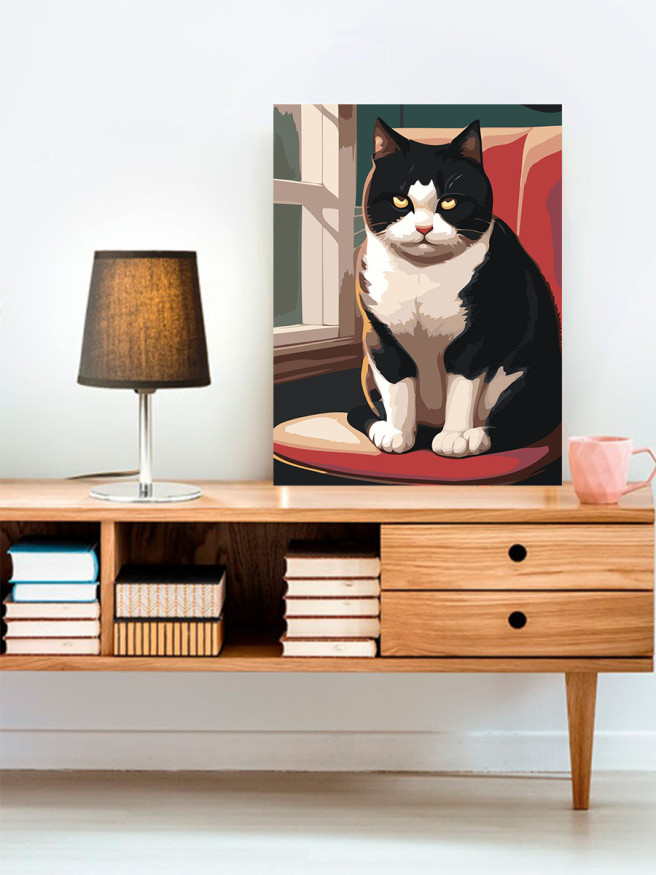 Картина по номерам &amp;quot;Кот на стуле&amp;quot;