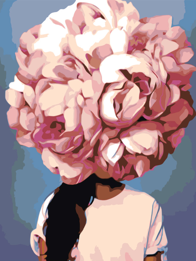 Картина по номерам &amp;quot;Цветы на голове&amp;quot;