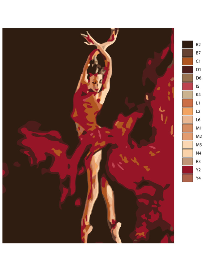 Raqamlar bo&amp;#039;yicha rasm &amp;quot;Qizil kiyimdagi balerina&amp;quot;