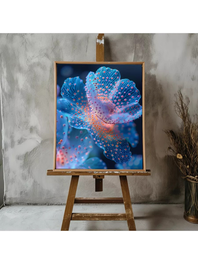 Holstga bosilgan poster &amp;quot;Yorqin ko‘k gul&amp;quot;