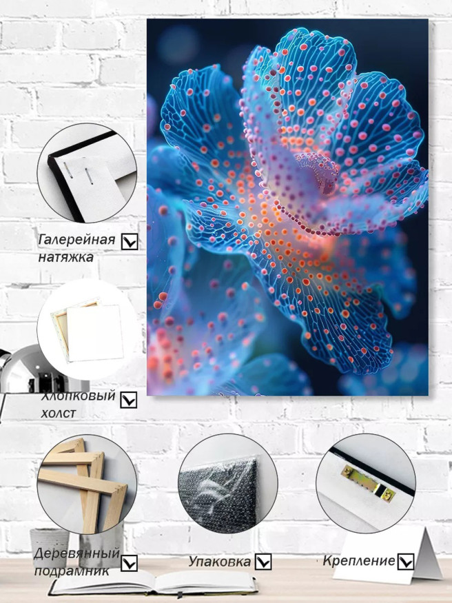 Holstga bosilgan poster &amp;quot;Yorqin ko‘k gul&amp;quot;